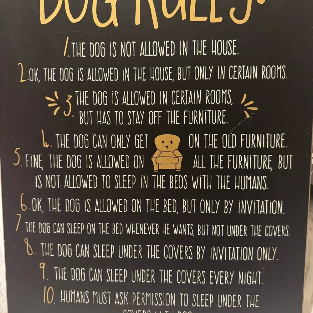 Hobby Lobby Brown and Gold Dog Rules Plaque